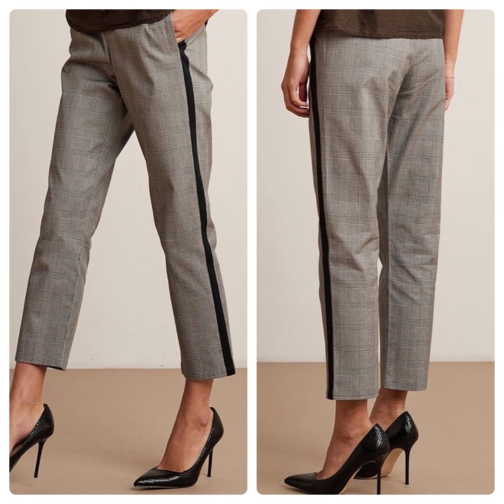NWT Anthropologie Velvet Side Stripe Plaid Pant